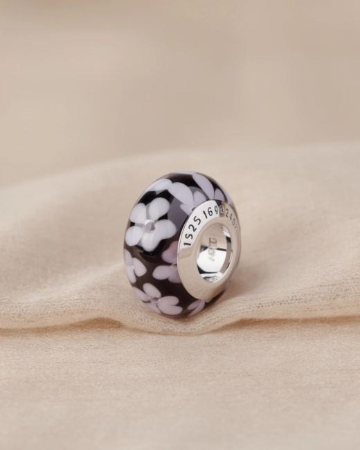 Srebrny Charms Nocne Kwiaty Murano