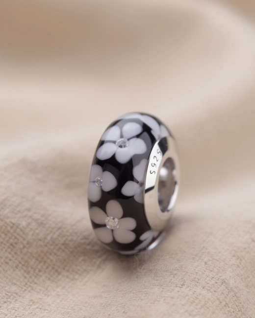 Srebrny Charms Nocne Kwiaty Murano