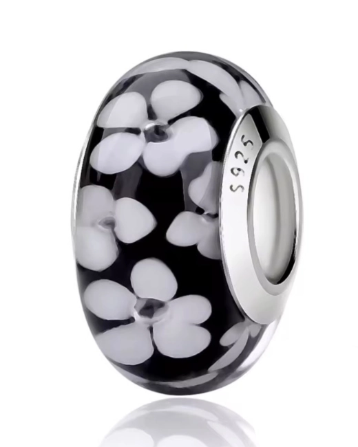Srebrny Charms Nocne Kwiaty Murano