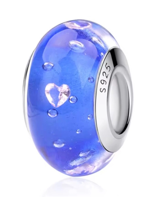 Srebrny Charms Serce Oceanu Murano