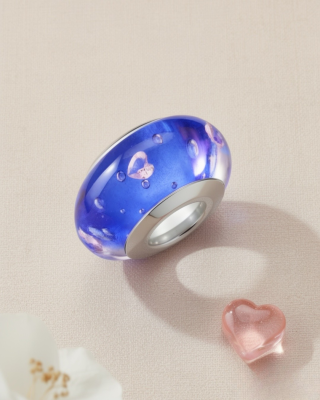 Srebrny Charms Serce Oceanu Murano