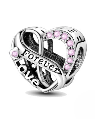 Srebrny Charms Serce Nieskończoność Love Forever