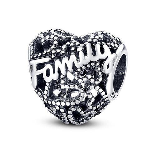 Srebrny Charms Ażurowy Rodzina Family